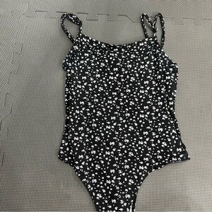 Black Floral Print Bodysuit
